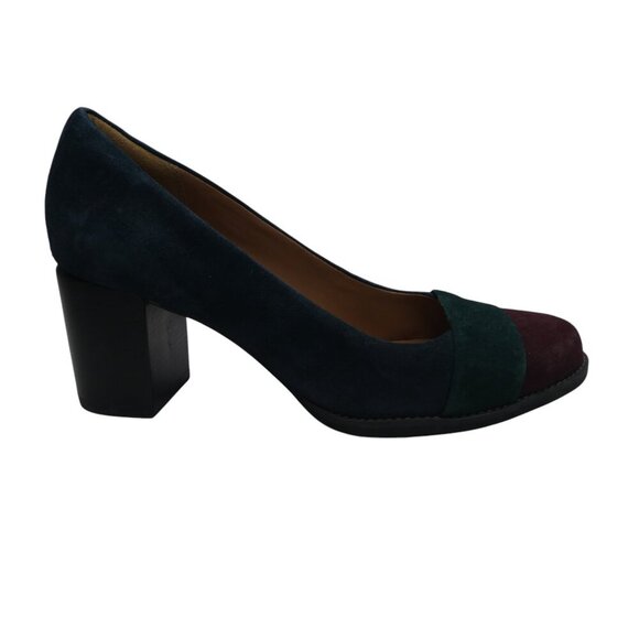Clarks Tarah Brae Colorblock Suede Chunky Heel Pumps Womens 8.5 - Picture 2 of 14